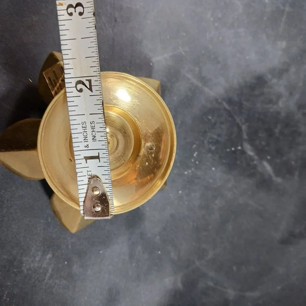 Vintage Enesco Solid Brass Small Candle Holder Flower Shape